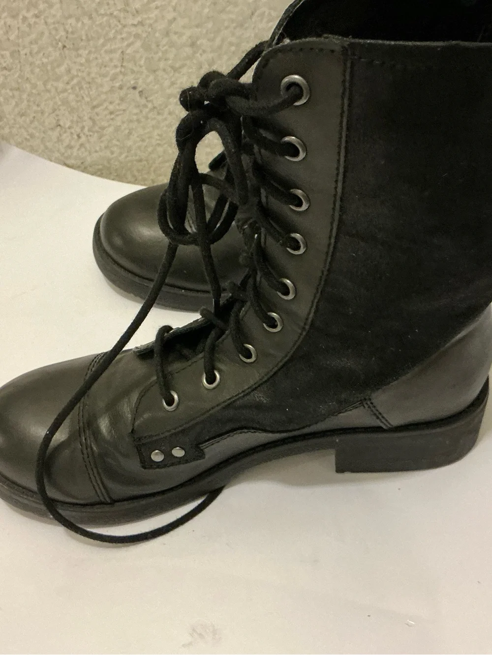 Rock & caddy  hettie Lace-Up Combat Boots with Patch Details